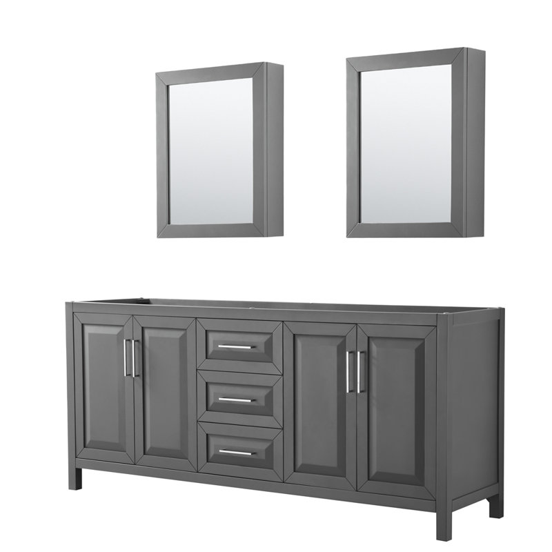 Daria 78.75'' W Double Bathroom Vanity Base, Dark Gray/Polished Chrome