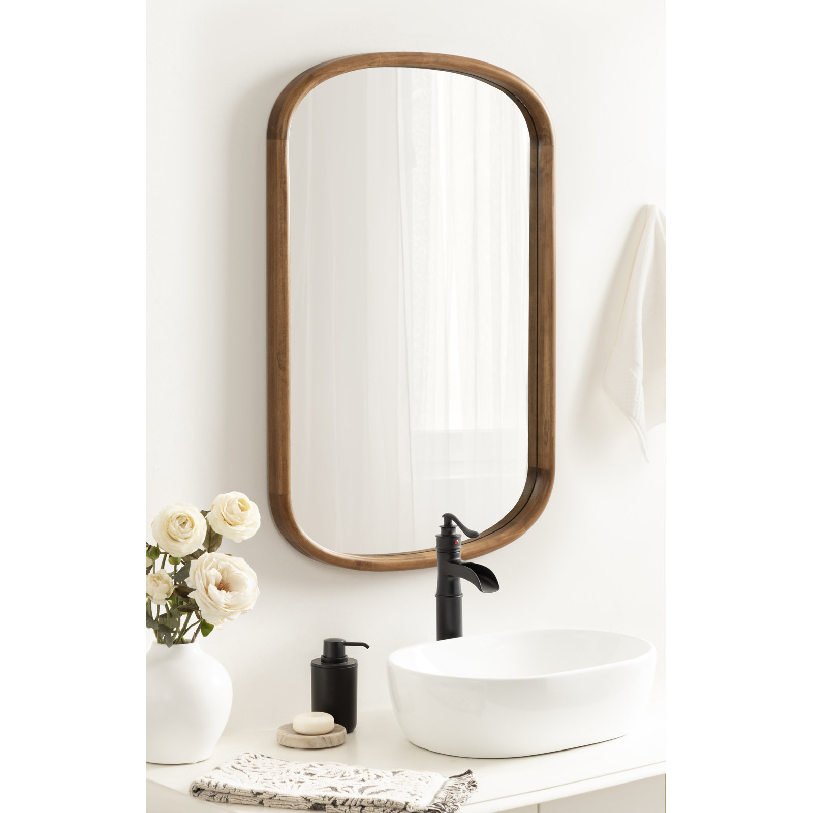 Brayton Wood Oval Mirror, Brown, Horizontal