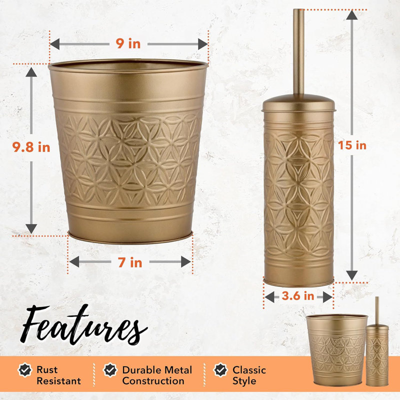 Ensemble de poubelle et brosse de toilette Autumn Alley Jamie Line - Doré, Doré