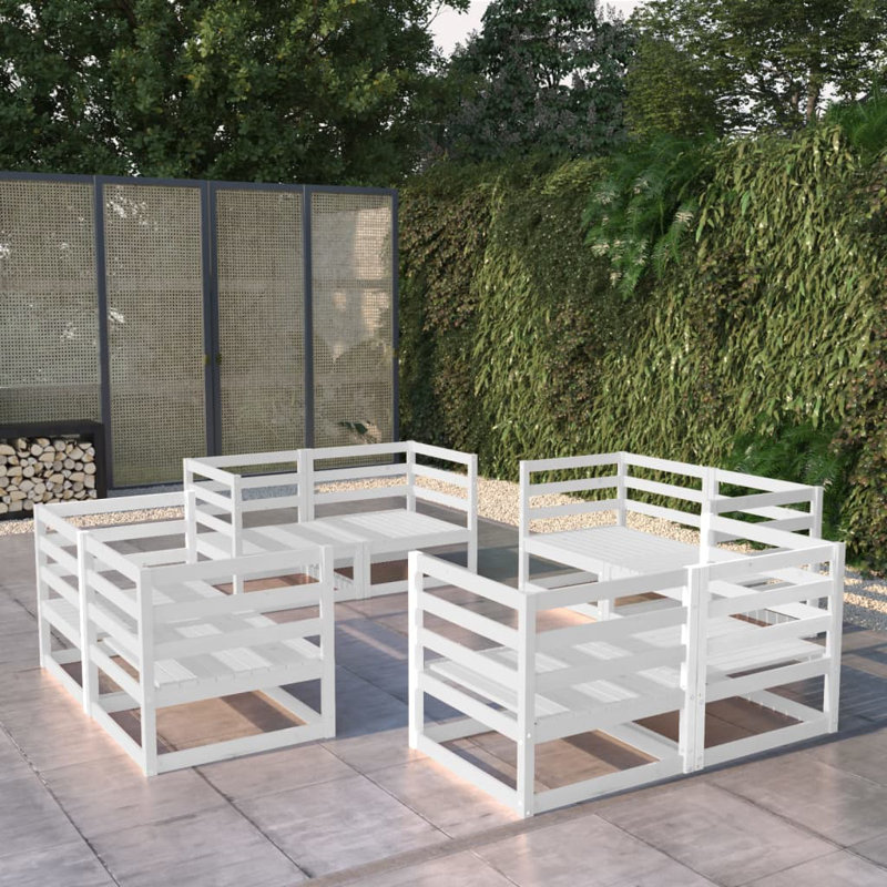 Dyral Solid Wood 8 - Person Seating Group, White
