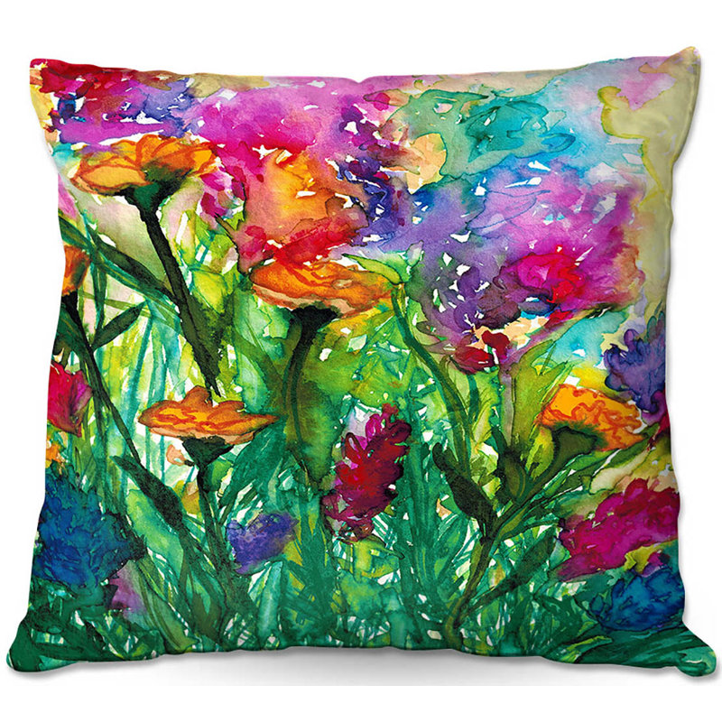 Coussin décoratif de canapé floral insurgence i, 18 po x 18 po, Rouge / orange / bleu