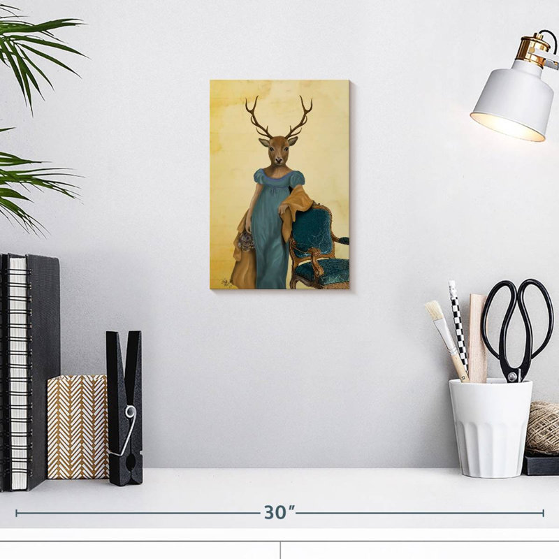 Brampt Deer In Blue Dress, 12" H x 8" W