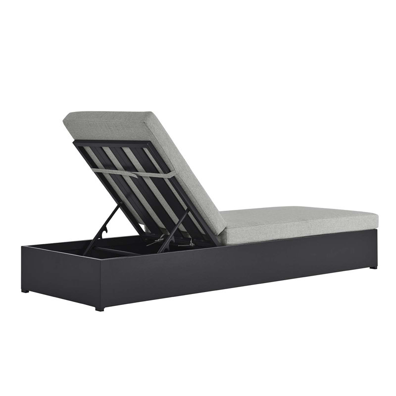 Tahoe Gray Powder-Coated Aluminum Outdoor Chaise Lounge with Cushions