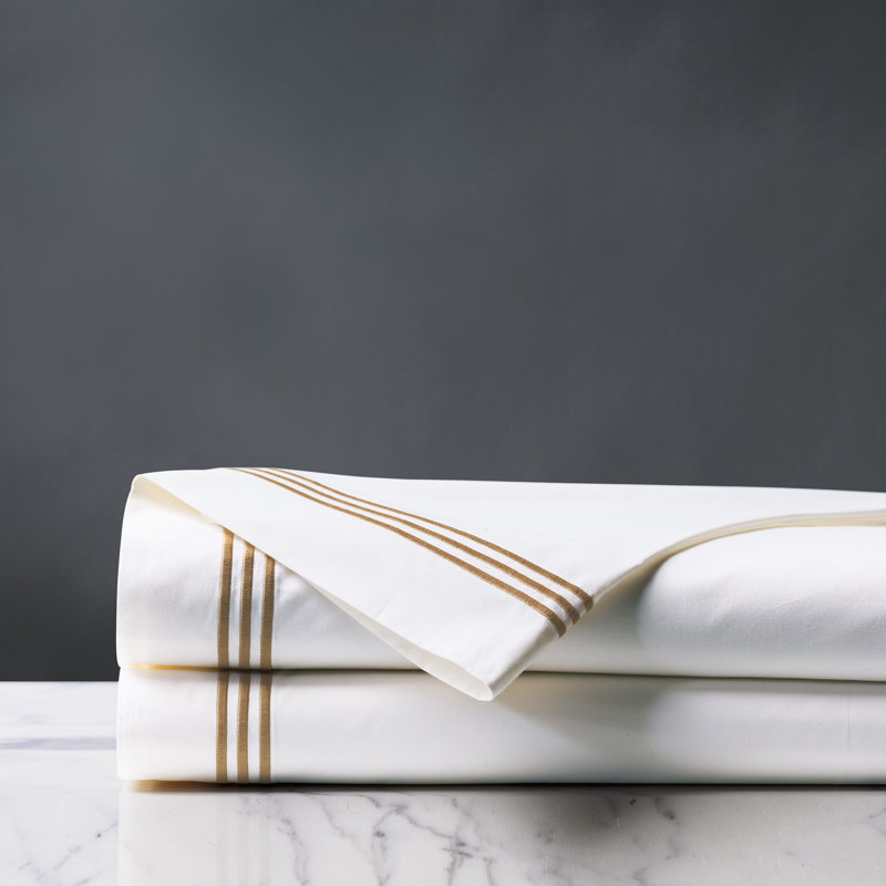 Tessa Flat Sheet, King Flat Sheet, White/Antique