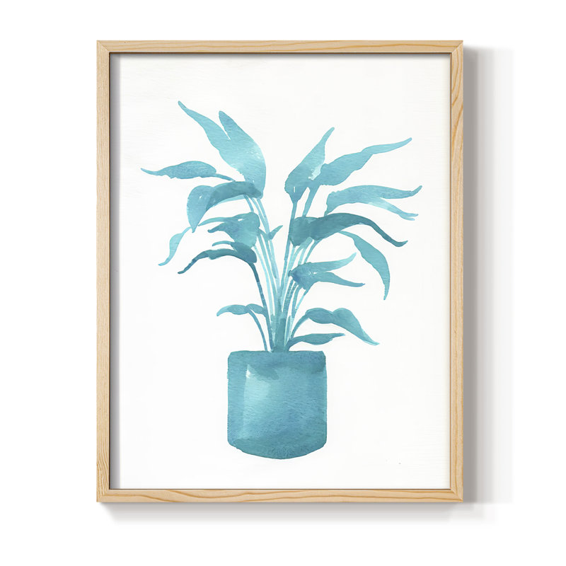 «Watercolor House Plant IV», reproduction encadrée - bois massif, H 15 po x l 12 po