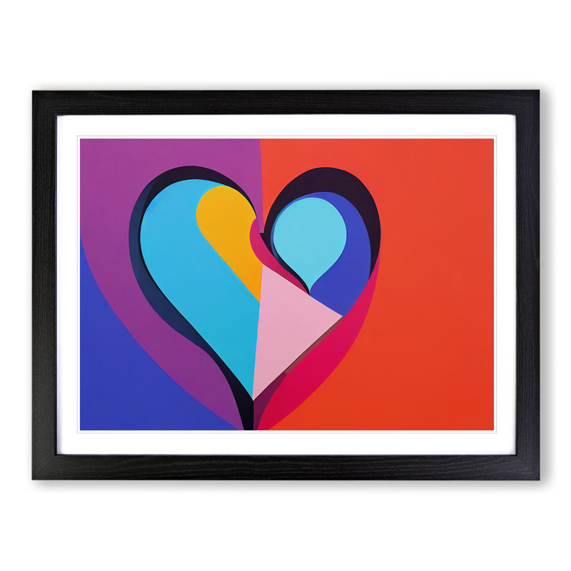 Abstract Art Love Heart Vol.4 - Single Picture Frame Painting, Black, 34cm H x 46cm W x 2cm D