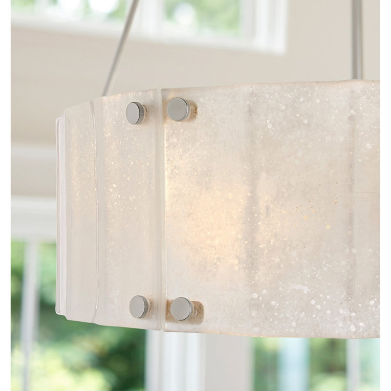 Lustre cylindrique clair avec accents en verre Willamette, 63" Length x 13" Height, Turquoise / vert, Bronze