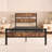 Platform Bed Frame with Rustic Vintage Wood Headboard, Strong Metal Slats Support, No Box Spring Needed-363797094