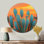 Merton - Cactus imprimé sur un cercle en métal, art mural traditionnel vert en métal
