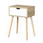 Table d'appoint blanche avec tiroir et pieds en bois d'hévéa, rangement de chambre à coucher de style moderne Mid-Century, finition en bois massif, étapes d'assemblage faciles 1 meuble de couleur, abondant