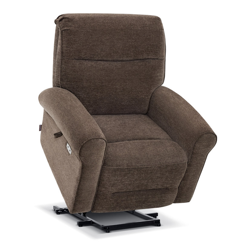 Fauteuil inclinable électrique à deux moteurs avec massage et chaleur, repose-pieds allongé, Brun