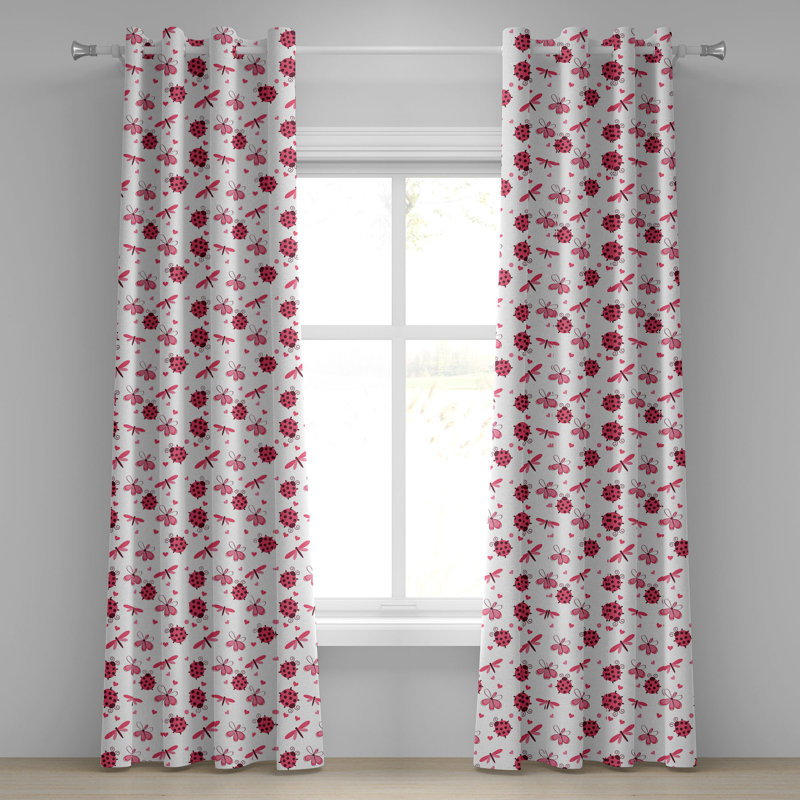 Rideau décoratif à œillets 2 panneaux Dakota Fields, 50 po x 54 po, blanc et rose, L 50 po x L 108 po