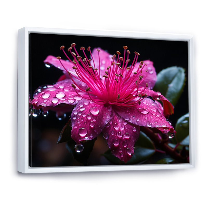 " Fuschia Vivacious Flowers I ", Cadre flottant blanc, H 24 po x l 32 po x P 1 po