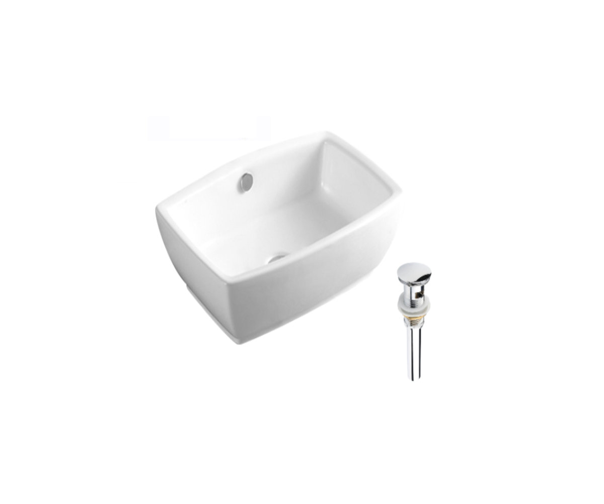 DROP Bath And Kitchen 15'' Ceramic Rectangular Bathroom Sink with