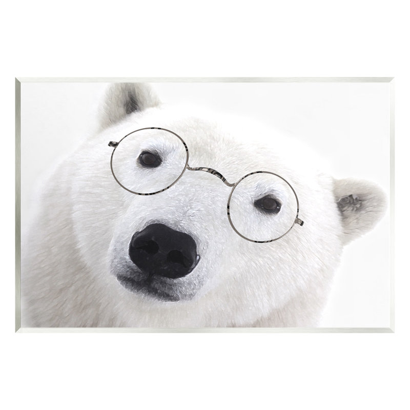 Toile blanche avec verres d'ours polaires blancs par Karen Smith, H 10 po x l 15 po x P 0,5 po, Bois