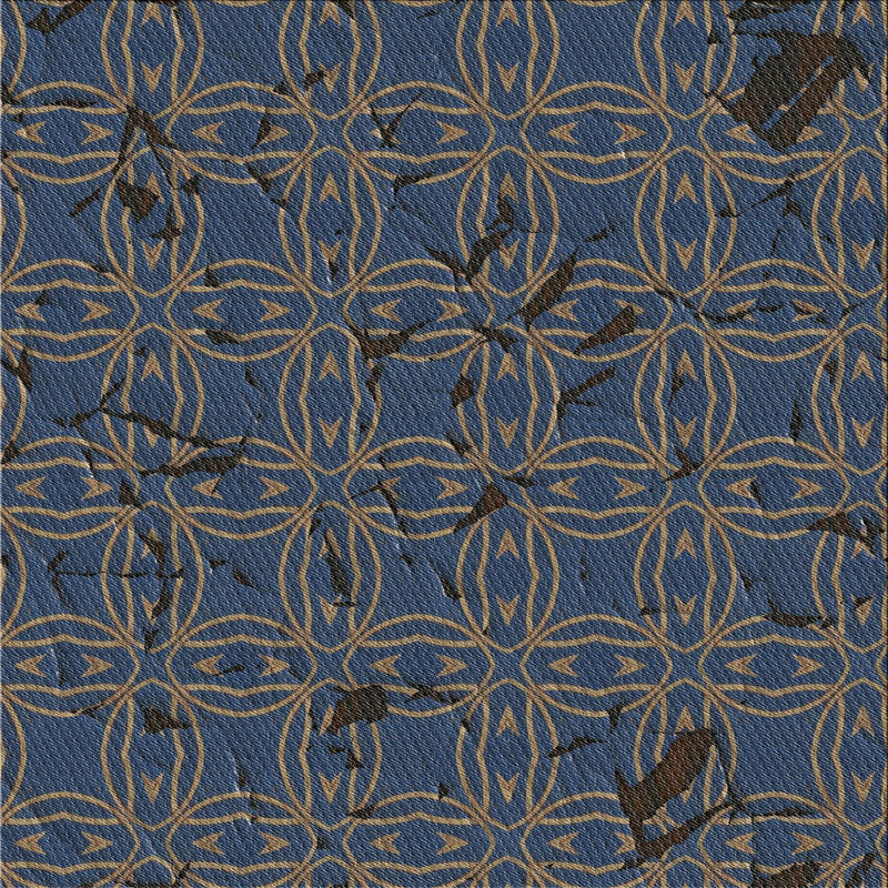 Tapis bleu/gris à motifs Drumcullen, Carré 7 pi