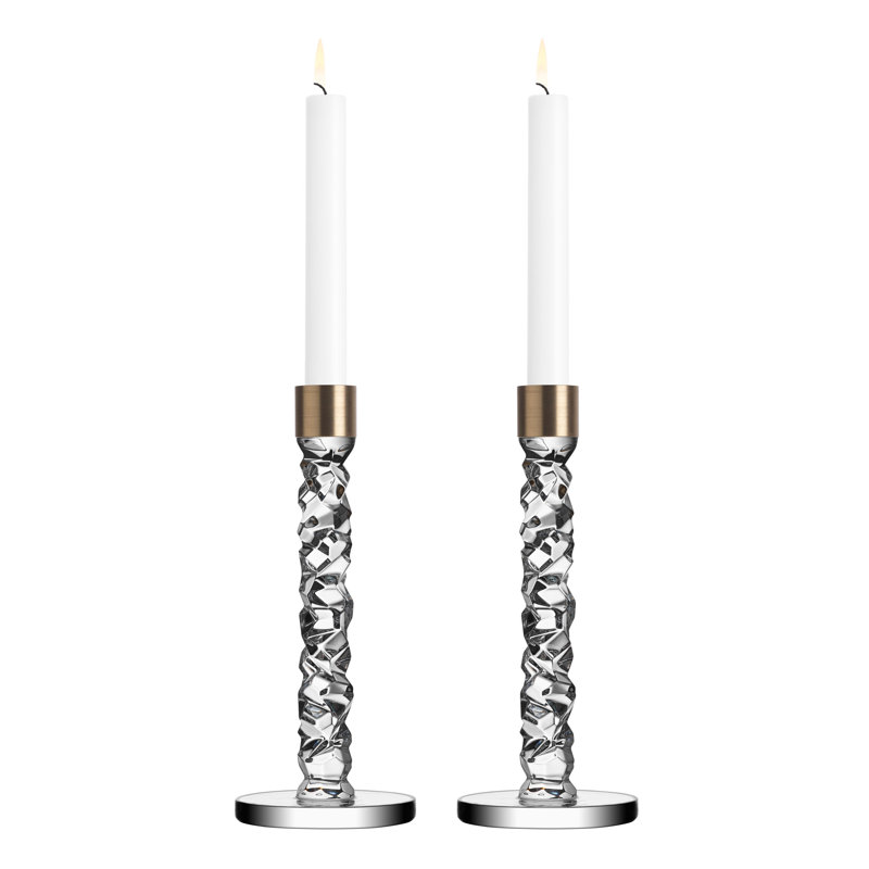 Ensemble de chandelles en cristal / acier inoxydable 2 pièces Carat, Moyen, Bronze / Argent