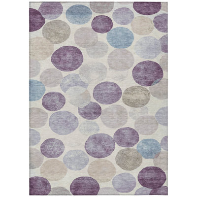 Machine Washable Indoor/Outdoor Xhevrie Plum Rug