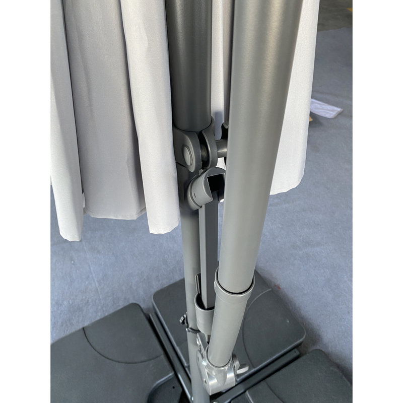 Parasol de patio en porte-à-faux 10 pi gris - -, protège contre les dommages causés par le soleil à l'extérieur, gris, fonction d'inclinaison infinie pour un positionnement optimal de l'abat-jour