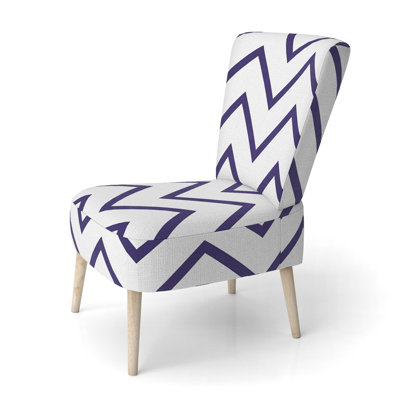 Blue Zigzag Chevron - Upholstered Patterned Accent Side Chair