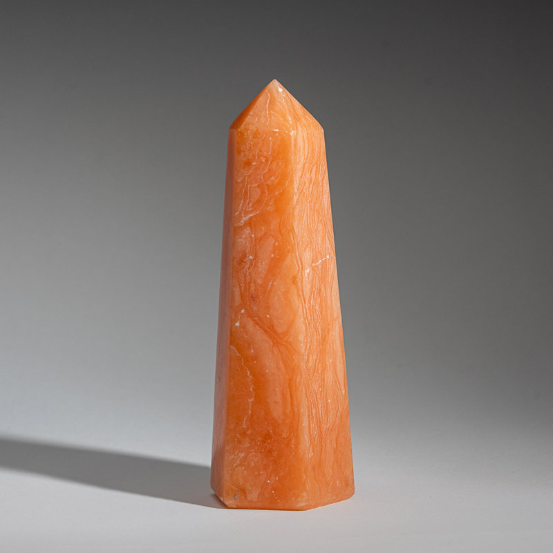 Véritable pointe de sélénite orange polie du Maroc (1,9 lb), H 7 po x l 2,5 po x P 2 po