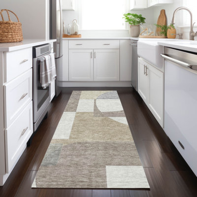 Machine Washable Indoor/Outdoor Cinead ACN1692 Khaki Rug