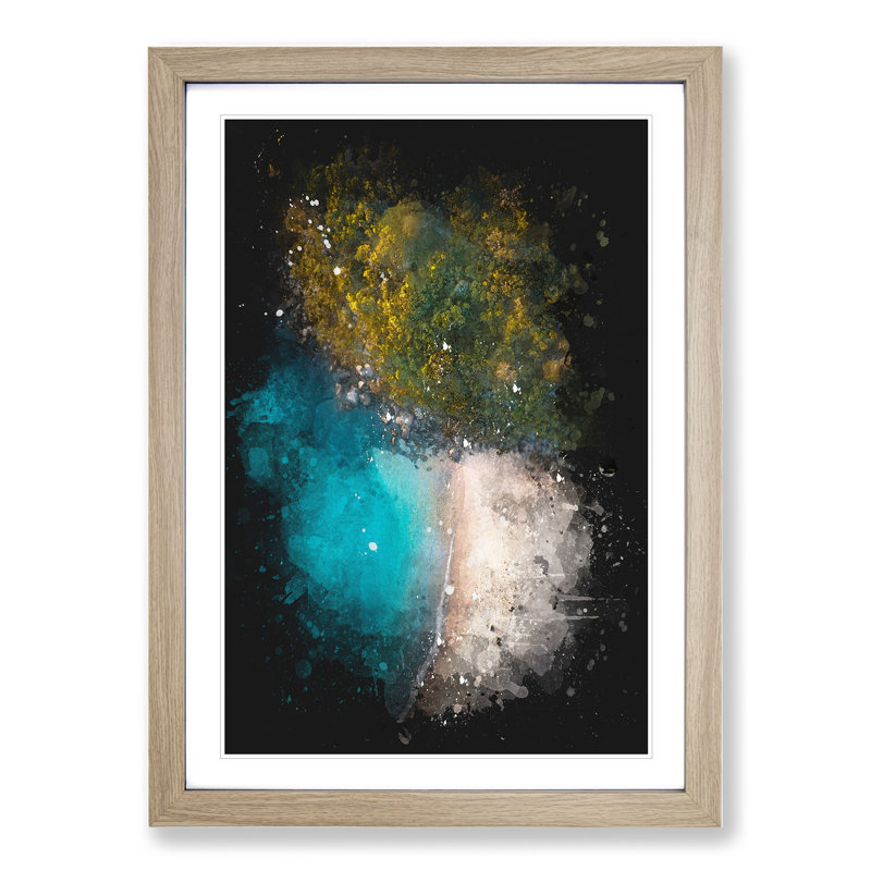 Forest Beach - Picture Frame Graphic Art, 36cm H x 27cm W x 2cm D, Oak