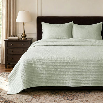 Clara 100% French Linen Channel Quilt Set with Shams