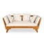 Canapé d'extérieur d'extérieur pour lit de jour, canapé 3 places avec accoudoirs pliables et 4 coussins de dossier, coussin amovible en teck et structure en bois d'acacia beige