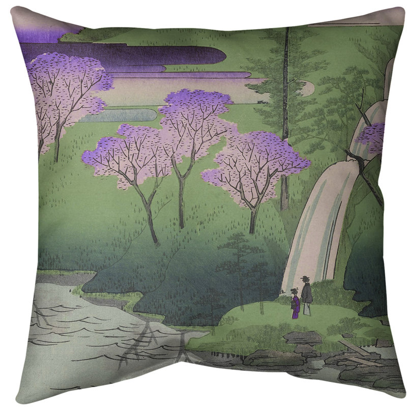 Coussin décoratif chiyogaike étang, 20 po x 20 po, Duvet synthétique, Mauve