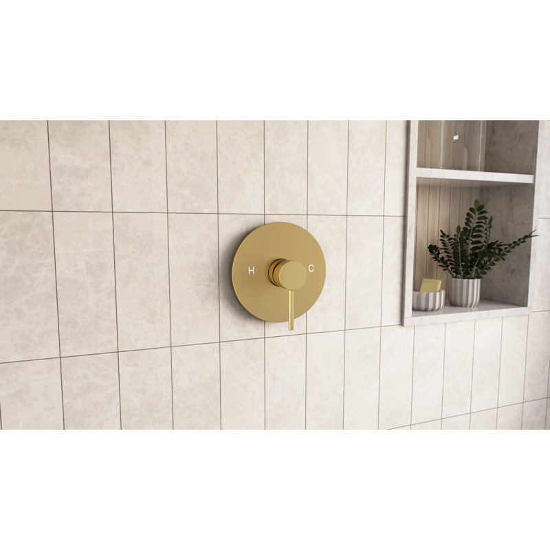 Elegance Rainfall Shower Set with Round Shower Head and Round Valve, Brushed Brass, Brushed Brass