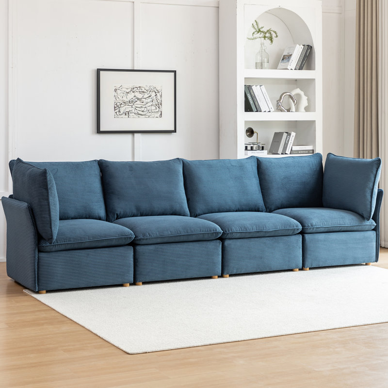 Canapé modulaire Hepworth Dejohn, H 36 po x l 125 po x P 33 po, 4, Bleu