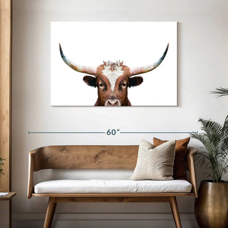 Brampt Peeking Long Horn, 30" H x 45" W