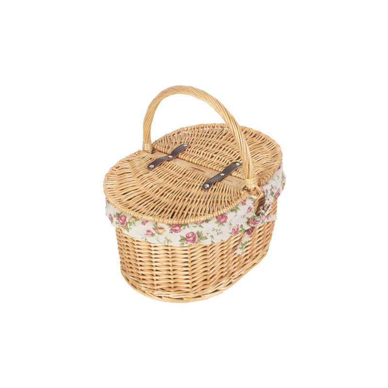 Wicker Buff Oval Picnic Basket with Lining
