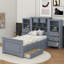 Lit plateforme simple en bois avec armoire verticale et 4 tiroirs de chaque côté-2005383687