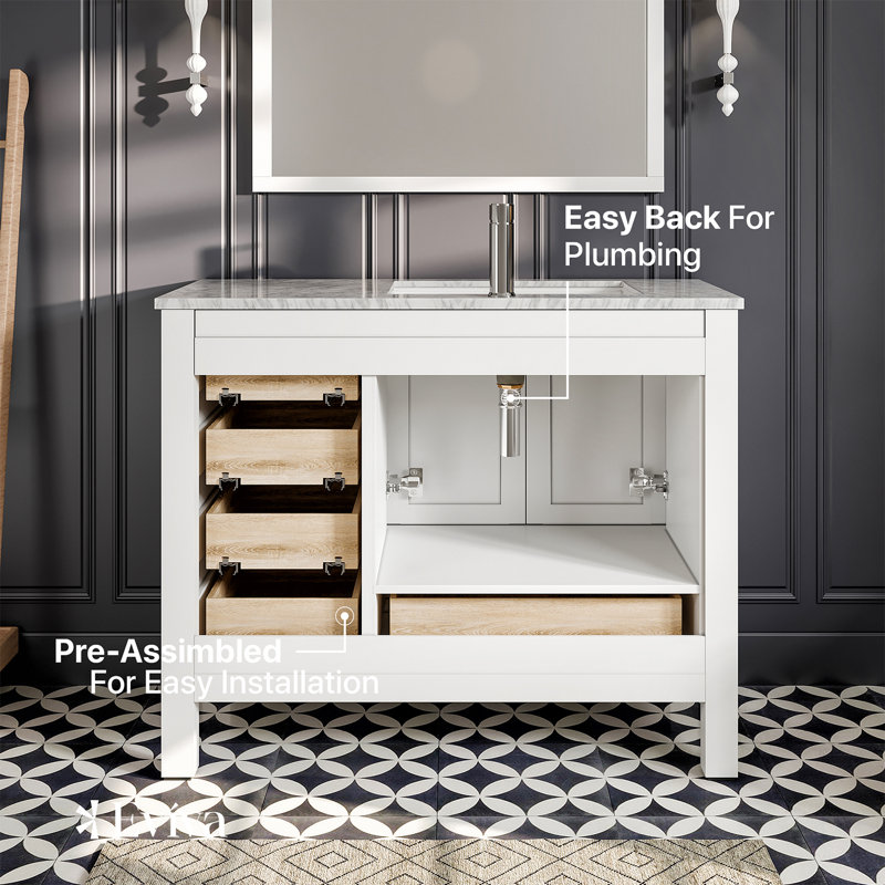 London 42" W Single Bathroom Vanity Set, White