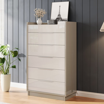 Dougal 50.2" H High-Gloss 5-Drawer Chest with Mirror