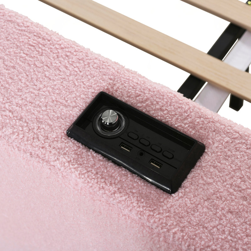 Lit de jour rembourré avec couchette, Double, Rose
