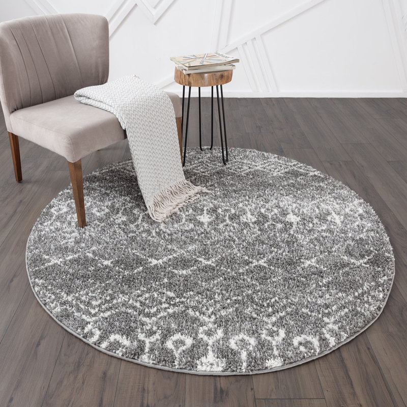 Tapis gris Vicente, Rond 5 pi 3 po
