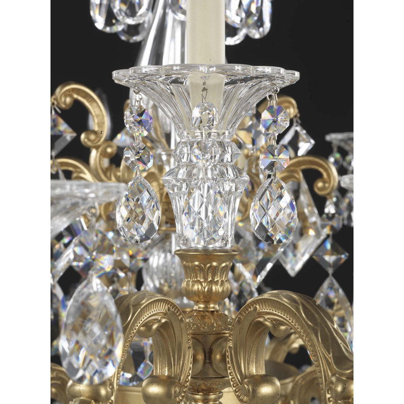 La Scala 24 Light 46in x 48in Chandelier in Antique Silver with Clear Radiance Crystals, Heirloom Gold, Czech