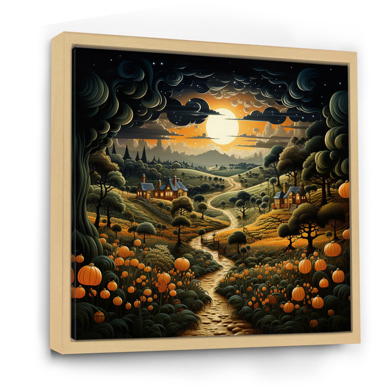 Countryside The Pumpkin Field I - Landscapes Wall Art Prints, H 30 po x l 30 po x P 1 po, Cadre naturel flottant
