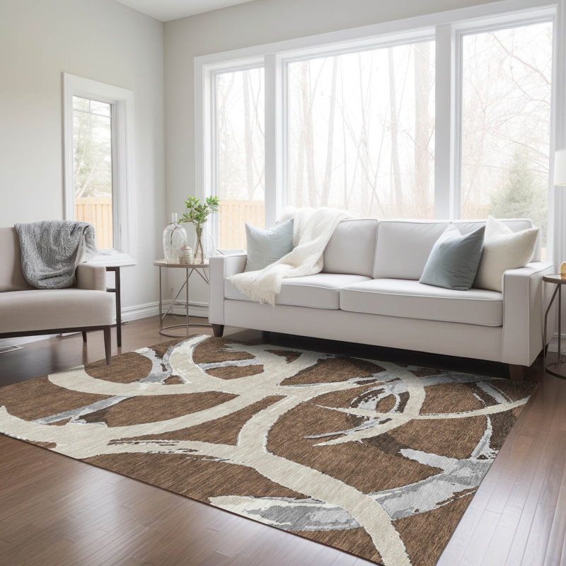  Machine Washable Indoor/Outdoor Chayden ACN1022 Beige Rug, Rectangle 3' x 5'