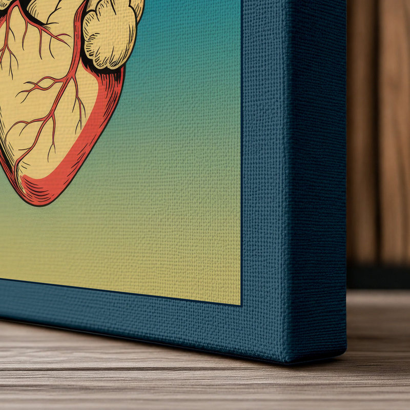 Anatomical Hearts Modern - Wrapped Canvas, 30x20 - 76.2 x 50.8 cm, Teal Border