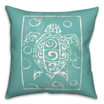 Sea Turtle Stamp Square Pillow Cover & Insert