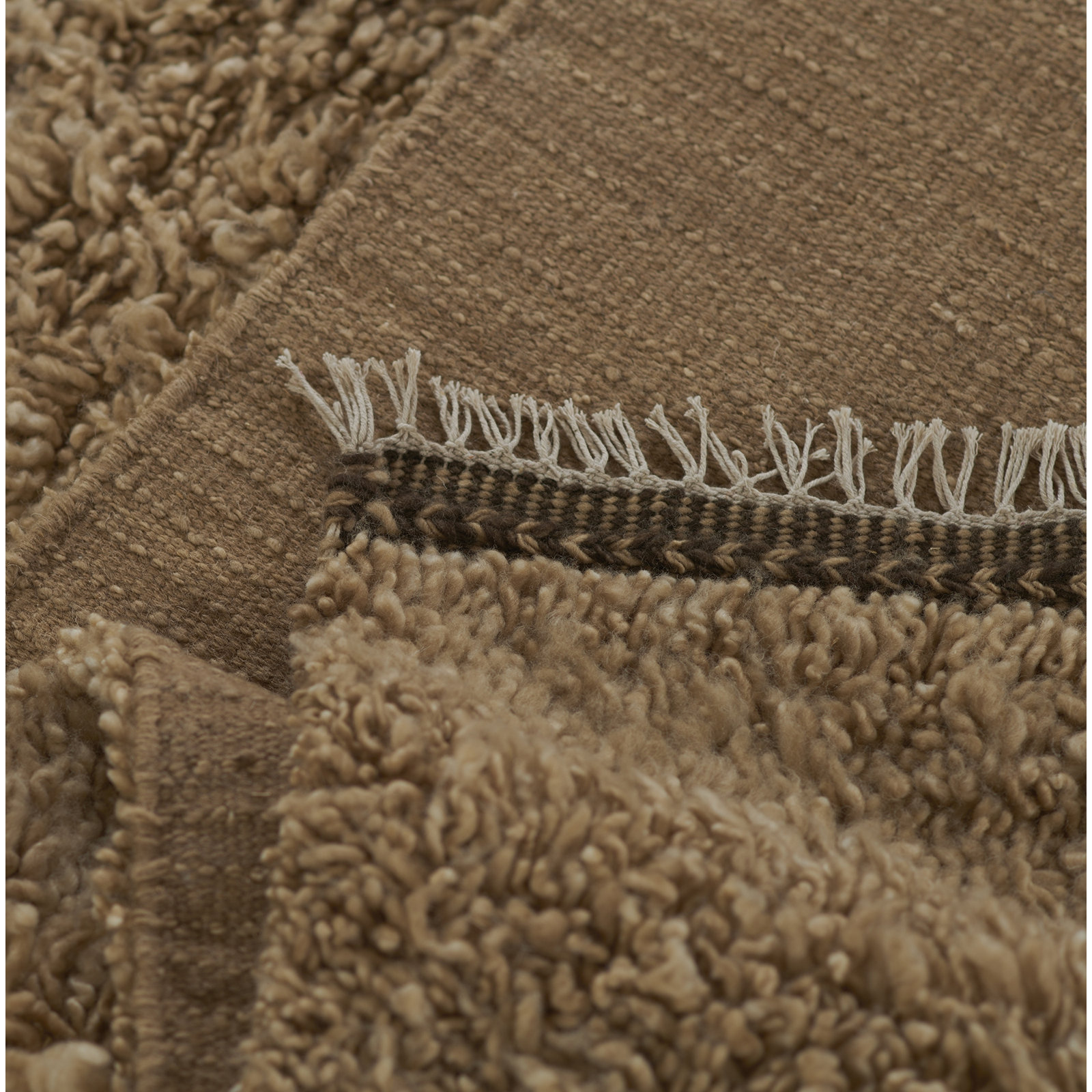 Auckland Brown Hand-Loomed Wool Shag Rug, Runner 2'6" x 8'  