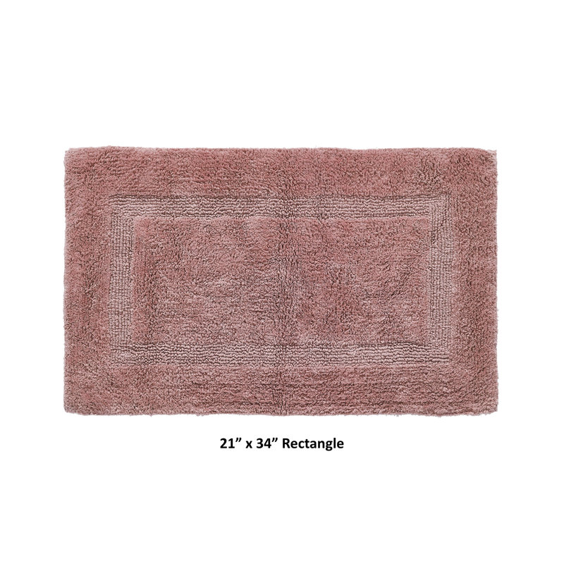 Rozanne Reversible Cotton Bath Rug, Pink, 21" x 34" Rectangle