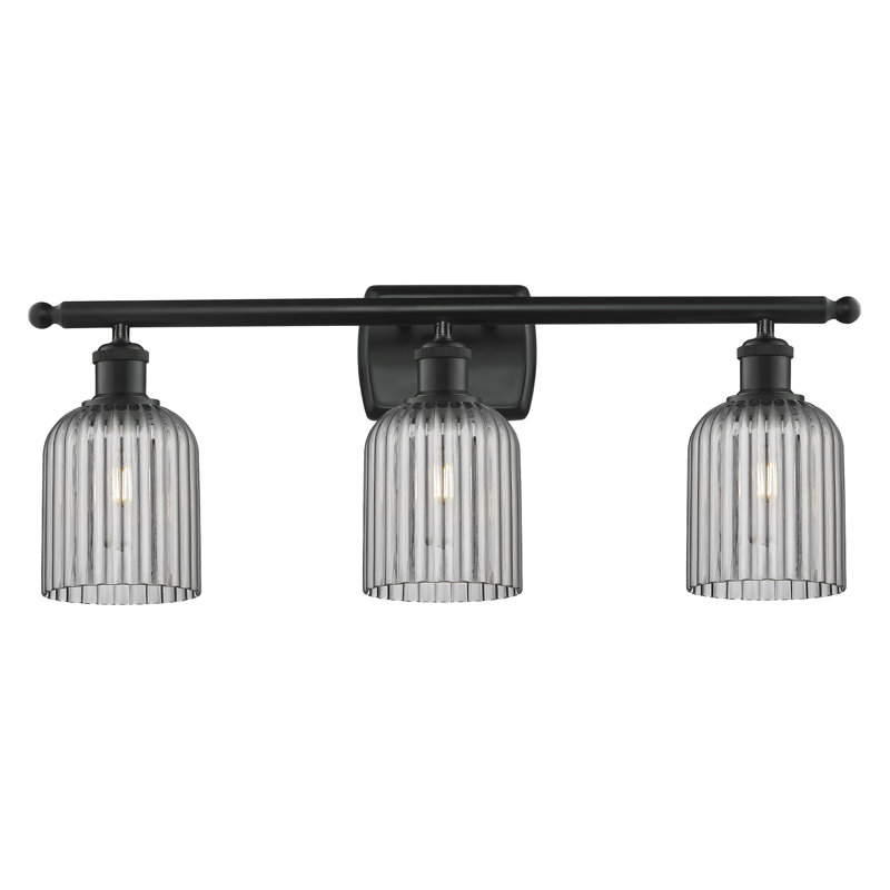 Brion Addeline 3 Light 25" Bath Vanity  Shade, Matte Black, Light Smoke