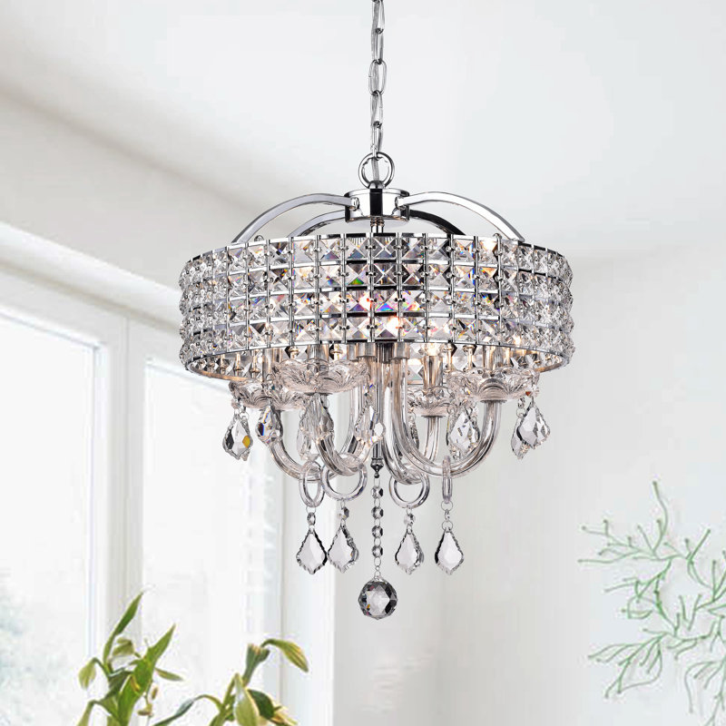 Lustre en cristal 4 lumières Barkell, Chrome