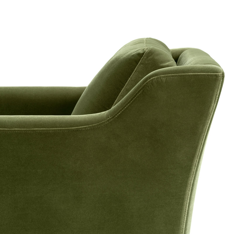 Chaise longue rembourrée 60 po Josephine, Velours vert olive