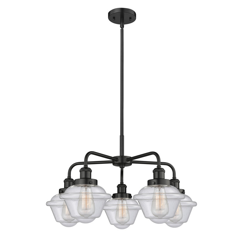 Grourke 5 - Light Glass Dimmable Chandelier, Seedy, Matte Black
